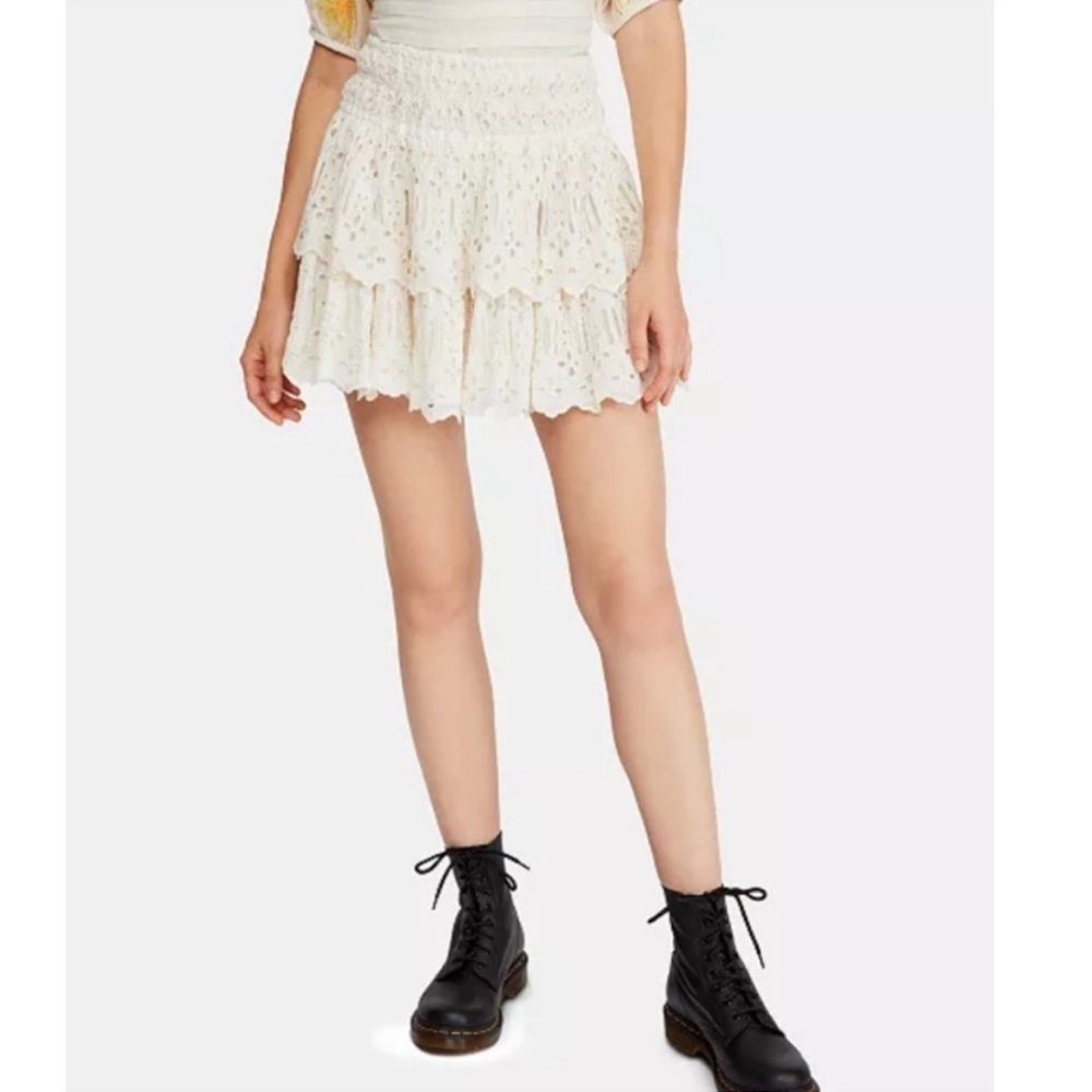 Free People Eyelet Mini Skirt, Size M
